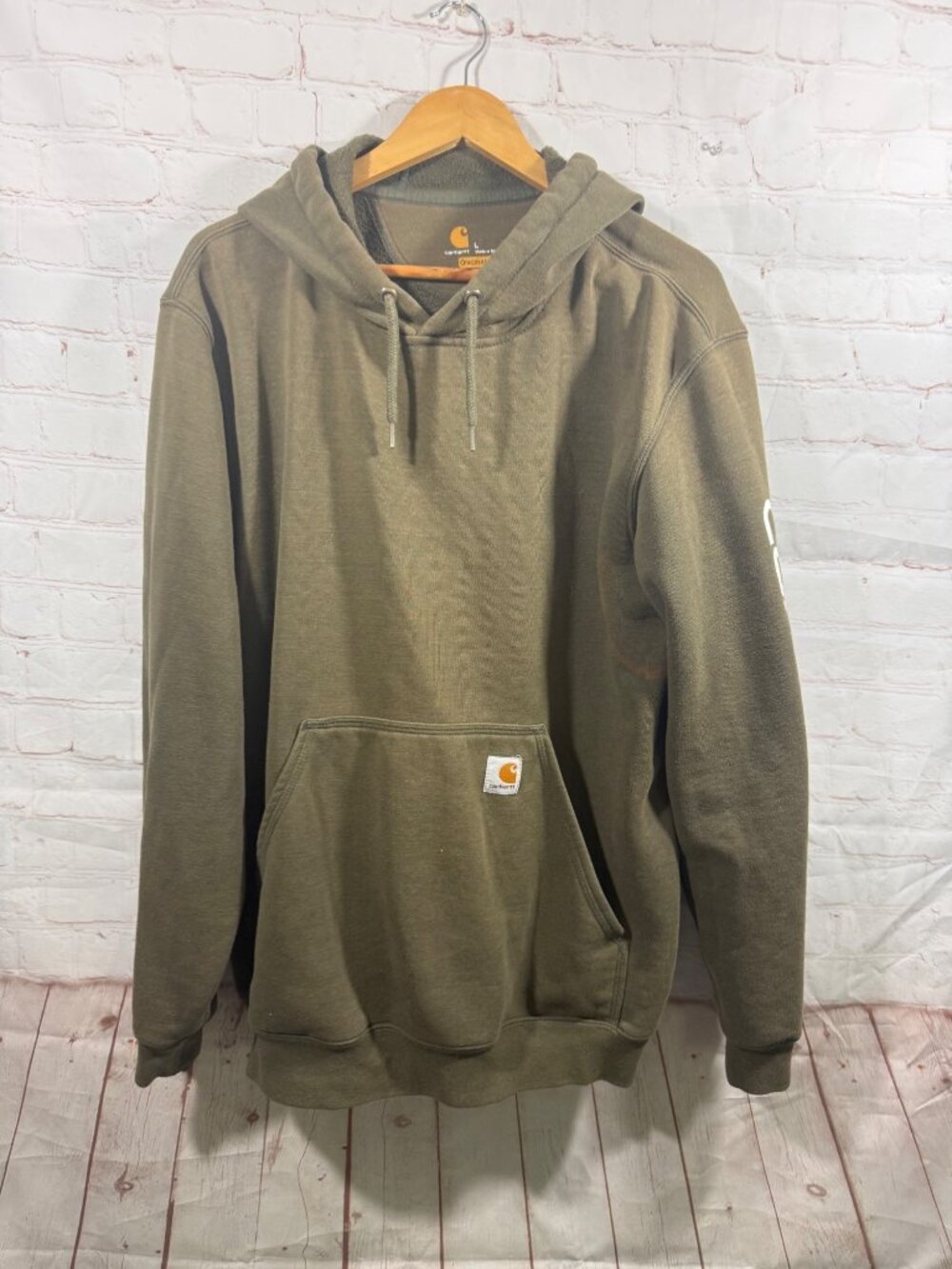 Carhartt Faded Olive Green Hoodie Mens Size Large ** READ**